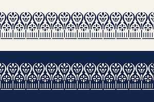 Blue Indian Block Print: Border