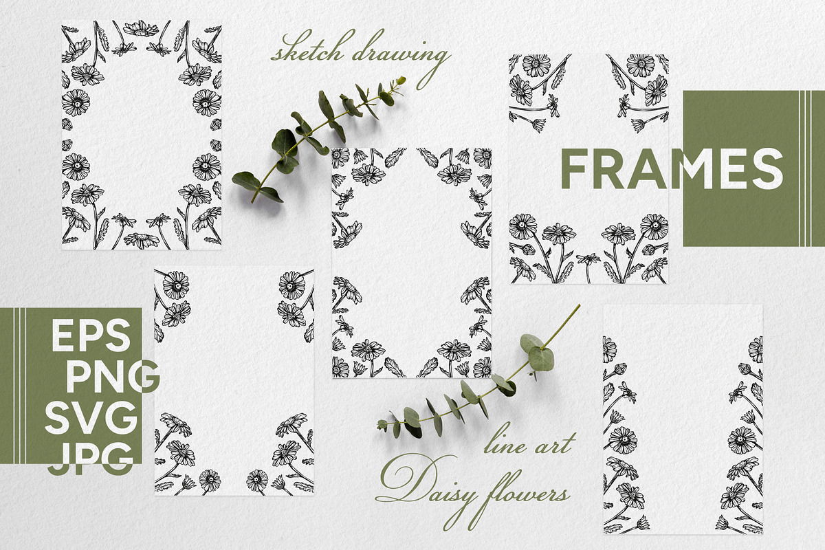 Daisy Line Art Sketch Clipart Set, a Decorative Illustration by LiiaLonn Studio (Photo 1 of 5)