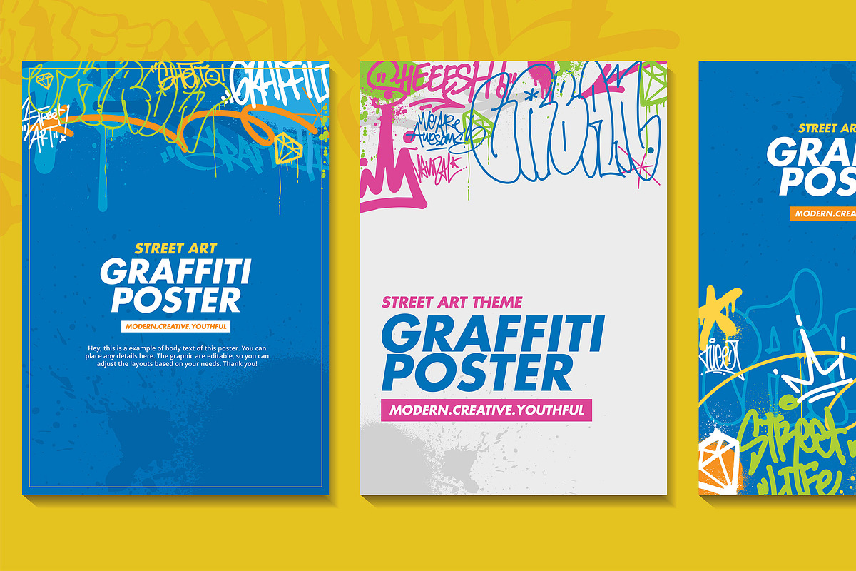Bundle 16 Graffiti Poster Templates, a Poster Template by MEAS7 Artwork (Photo 5 of 7)