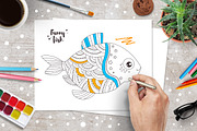 Ten funny fishes . Coloring pages., a Graphic by Anna Violet (Thumbnail 1 of 5)