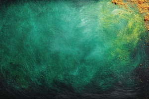 Green textured background with scattered golden brown crumbs and, a Nature Photo by José Manuel Gelpi