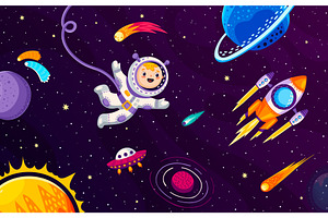 Kid Astronaut In Outer Space