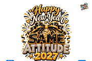Happy New Year 2027 Same Attitude, a Seasonal Illustration by Printable Design Store (Thumbnail 1 of 5)