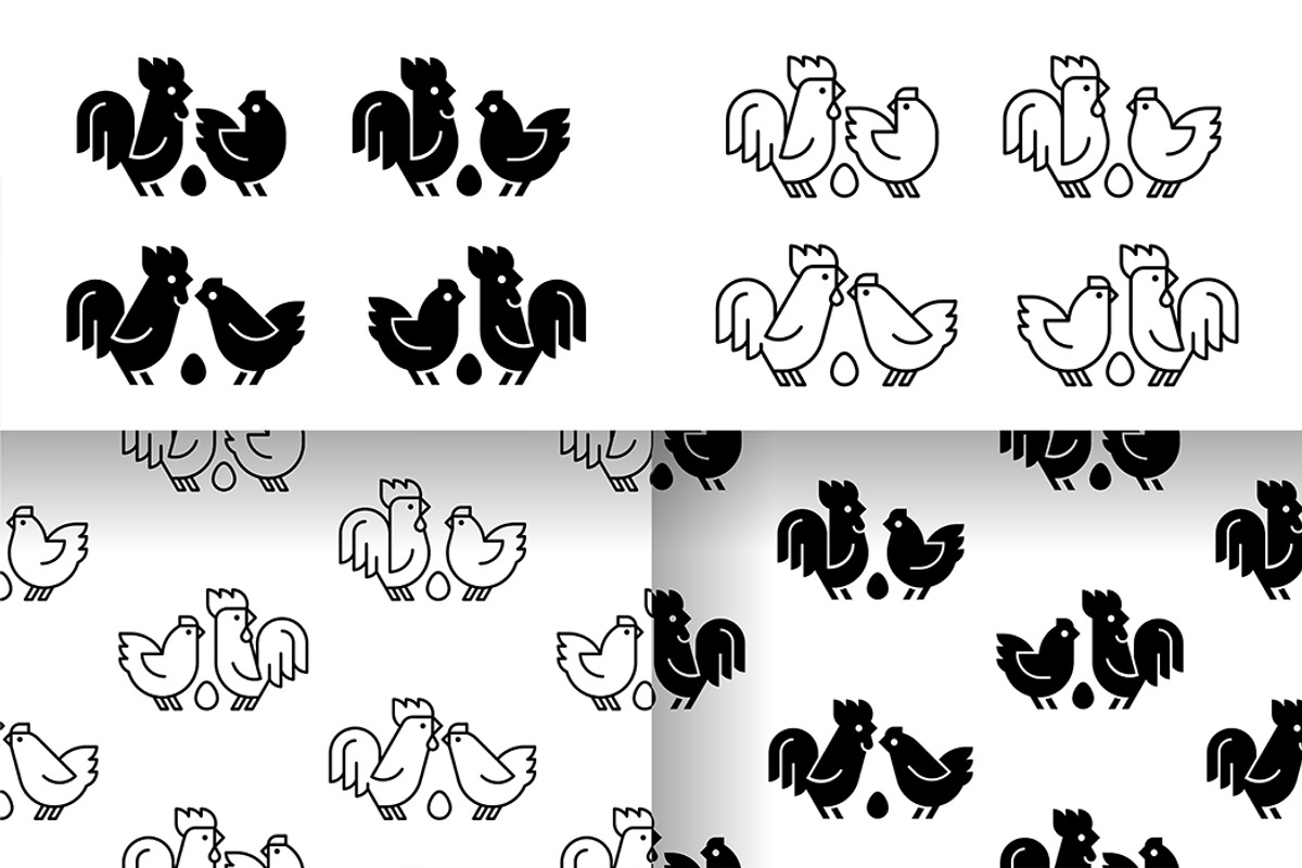 Farm animals logo Rooster and chicke, a Graphic by NataliiaVolyk (Photo 1 of 6)
