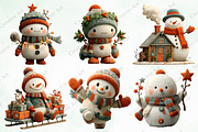Christmas Snowman Clipart Bundle, an Illustration by Creative Art (Thumbnail 2 of 10)