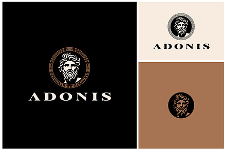 Greek Adonis Zeus Neptune Face Logo, a Branding & Logo Template by Enola99d