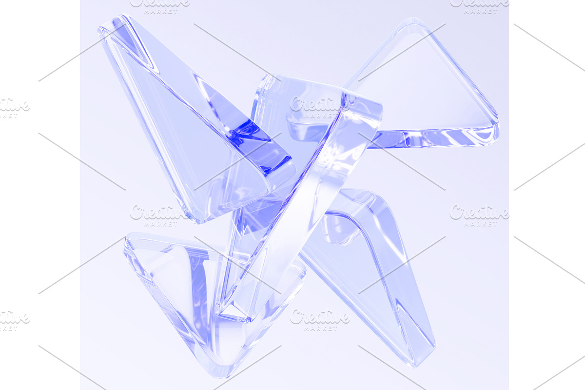 Blue liquid glass triangle plate, a Textures & Material 3D Model by Marozhkastudio