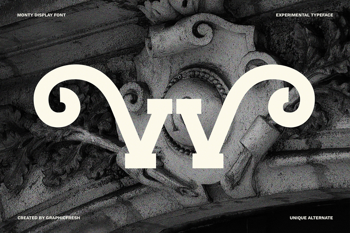 Monty - Experimental Display Font, a Sans Serif Font by Graphicfresh (Photo 3 of 10)