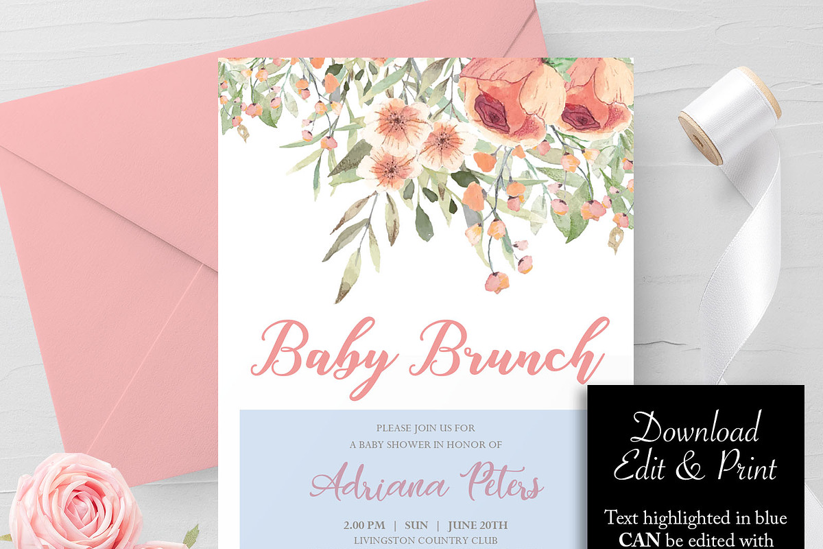 EDITABLE Invitation, Baby Brunch, an Invitation Template by Advaita Printables (Photo 2 of 2)