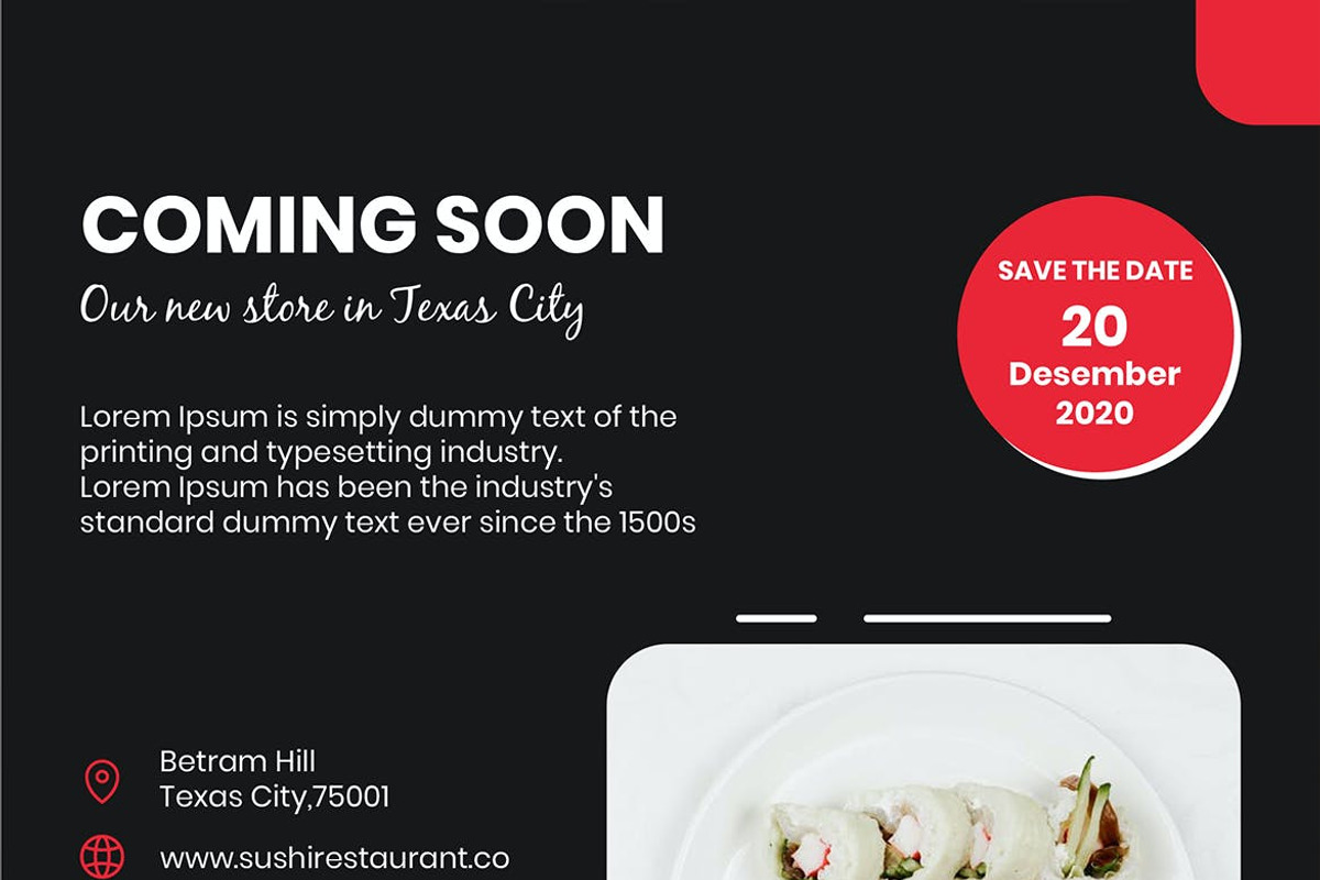 Sushi Restaurant Instagram Post, a Social Media Template by FDR Studio (Photo 2 of 6)