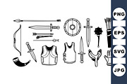 Medieval Weapon And Armor Clipart, an Illustration by designvectx (Thumbnail 1 of 3)