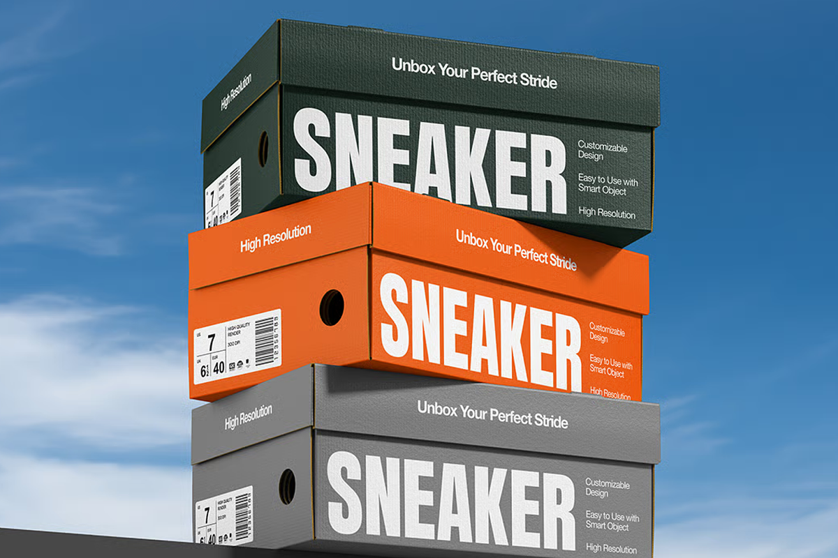 Shoe Box Mockup Front & Side, a Packaging Mockup by graphicsauce (Photo 3 of 4)