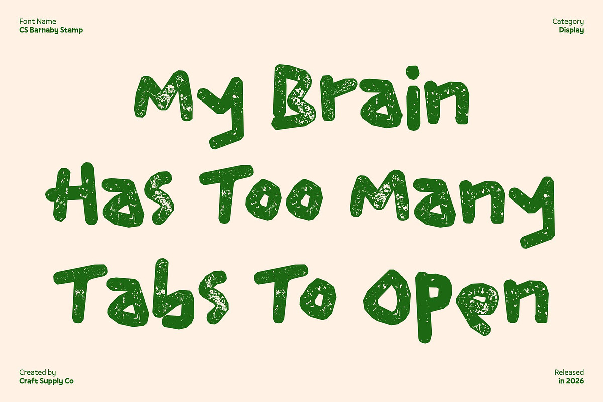 CS Barnaby Stamp, a Sans Serif Font by Craft Supply Co. (Photo 5 of 8)