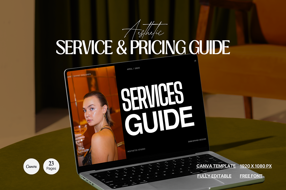 Black & Orange Service Guide, a Marketing Template by My Template Studio (Photo 1 of 16)