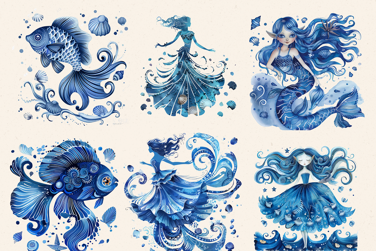DEEP SEA FAIRY FANTASY CLIPART, a Person Illustration by Daring Digies (Photo 3 of 9)