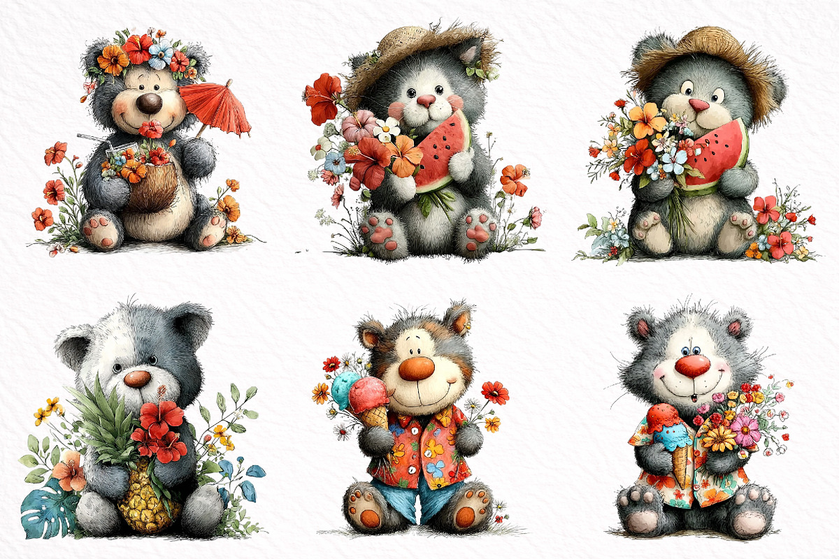 Summer Cats Clipart, an Illustration by DreamArtGraphic (Photo 8 of 8)