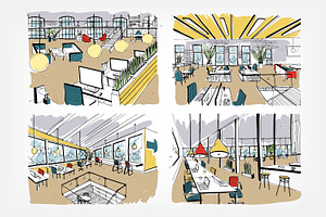 Coworking, open space, workspace, a Work Illustration by Good Studio