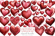 Glitter Heart Valentine Day Clipart, an Illustration by SinaCreation (Thumbnail 1 of 7)
