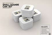 Small Square Cans Packaging Mockup, a Cups & Container Mockup by INCDesign (Thumbnail 2 of 5)