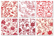 Red & White Chinoiserie Digital Pape, a Texture Graphic by Dream Creation (Thumbnail 3 of 7)