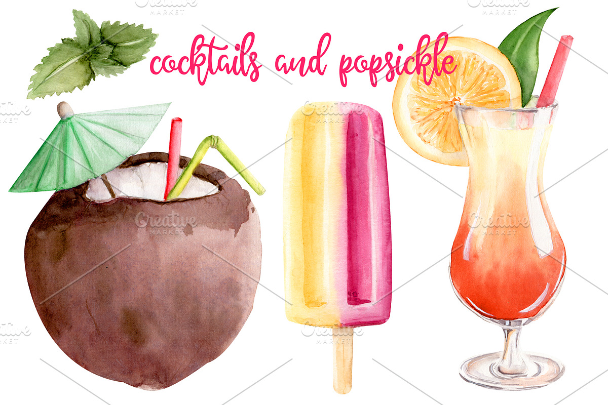 Summer Heat Watercolor Set Clipart, an Illustration by Sha1nee (Photo 3 of 5)