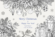Christmas set hand drawn vector, a Decorative Illustration by ON_lineart_store (Thumbnail 1 of 10)