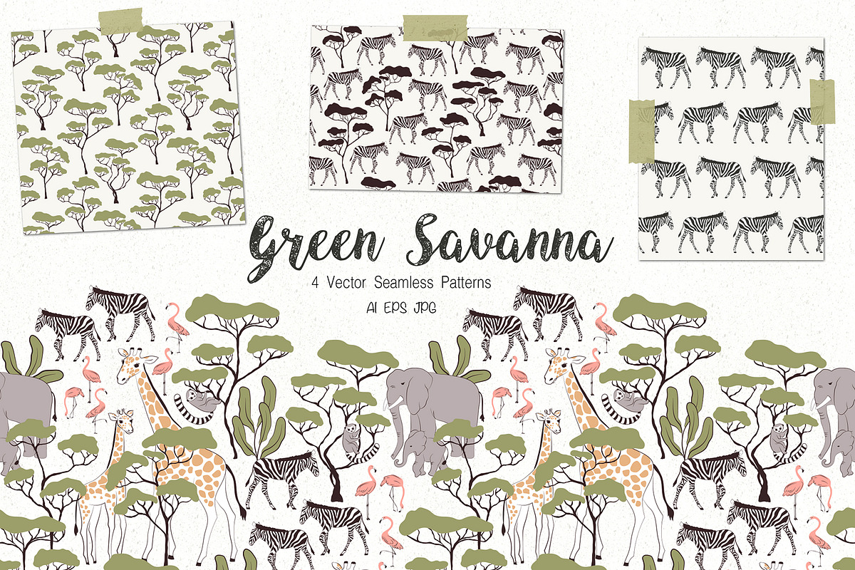 Green Savanna, a Pattern Graphic by Lidiebug