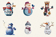 Christmas Snowman Clipart, an Illustration by DreamCafeArt (Thumbnail 5 of 6)