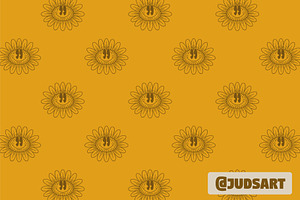 cartoon smiling sunflower pattern, a Pattern Graphic by Judsart