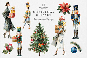 Christmas Watercolor Clipart Bundle