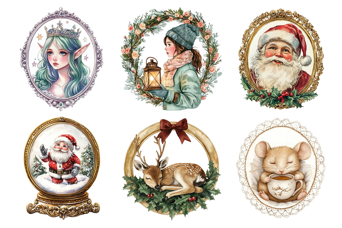 Vintage Christmas Framed Character, an Illustration by Daily.Designs (Photo 2 of 5)