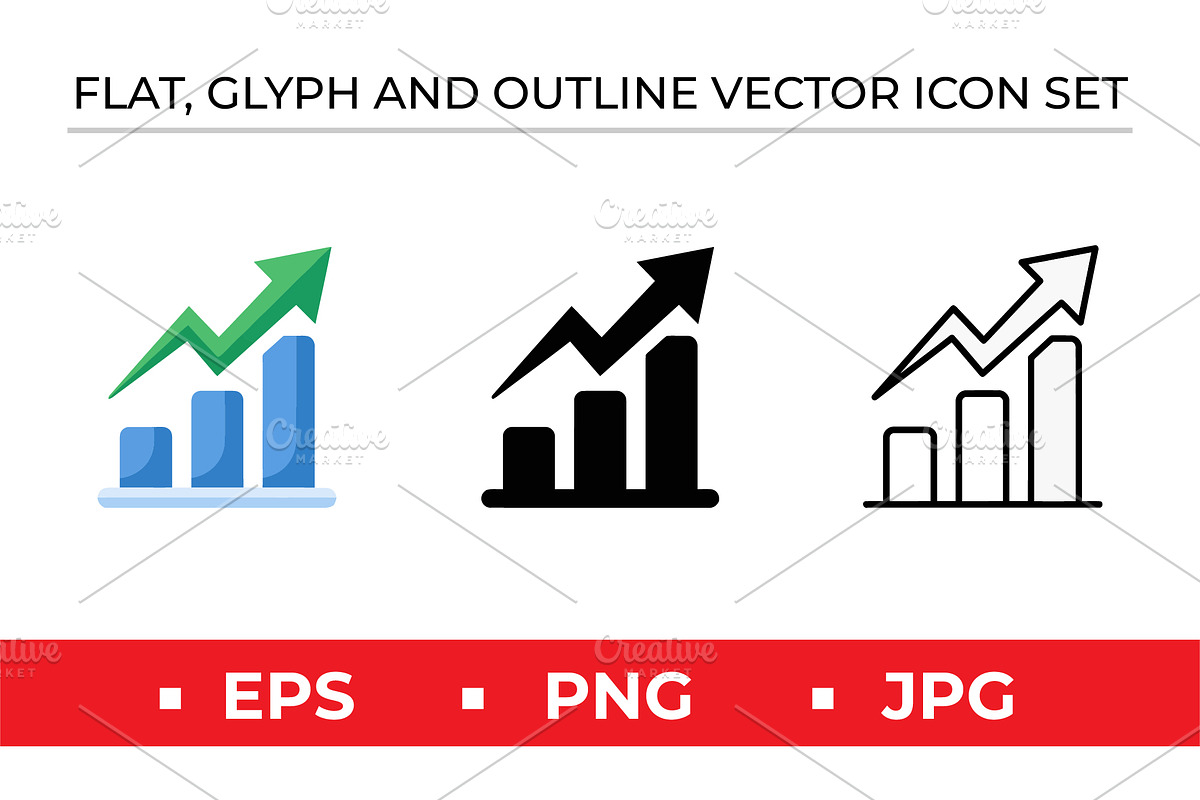Growth Chart Icon Set - 3 Styles, an Outline Icon by Artonix (Photo 1 of 2)