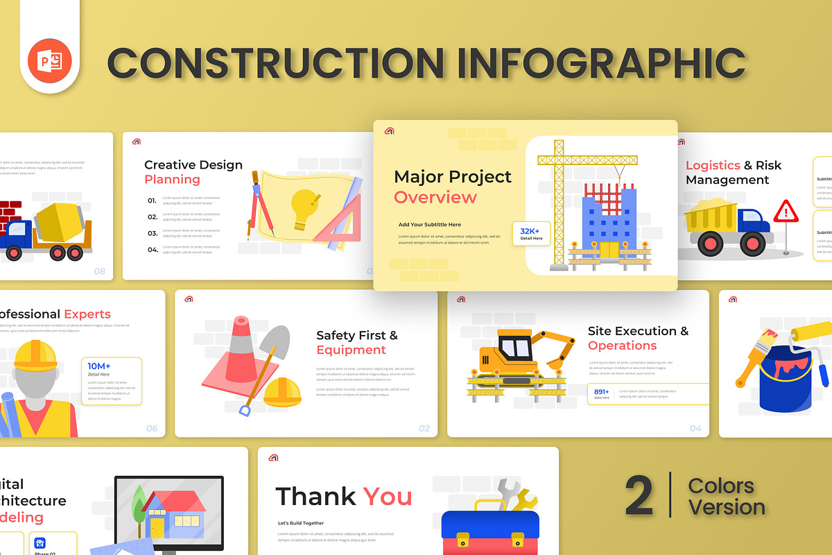 Construction Infographic PowerPoint, a Presentation Template by Antstheme (Photo 1 of 4)