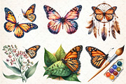 Watercolor Monarch Butterfly Clipart, an Illustration by DreamCafeArt (Thumbnail 3 of 7)
