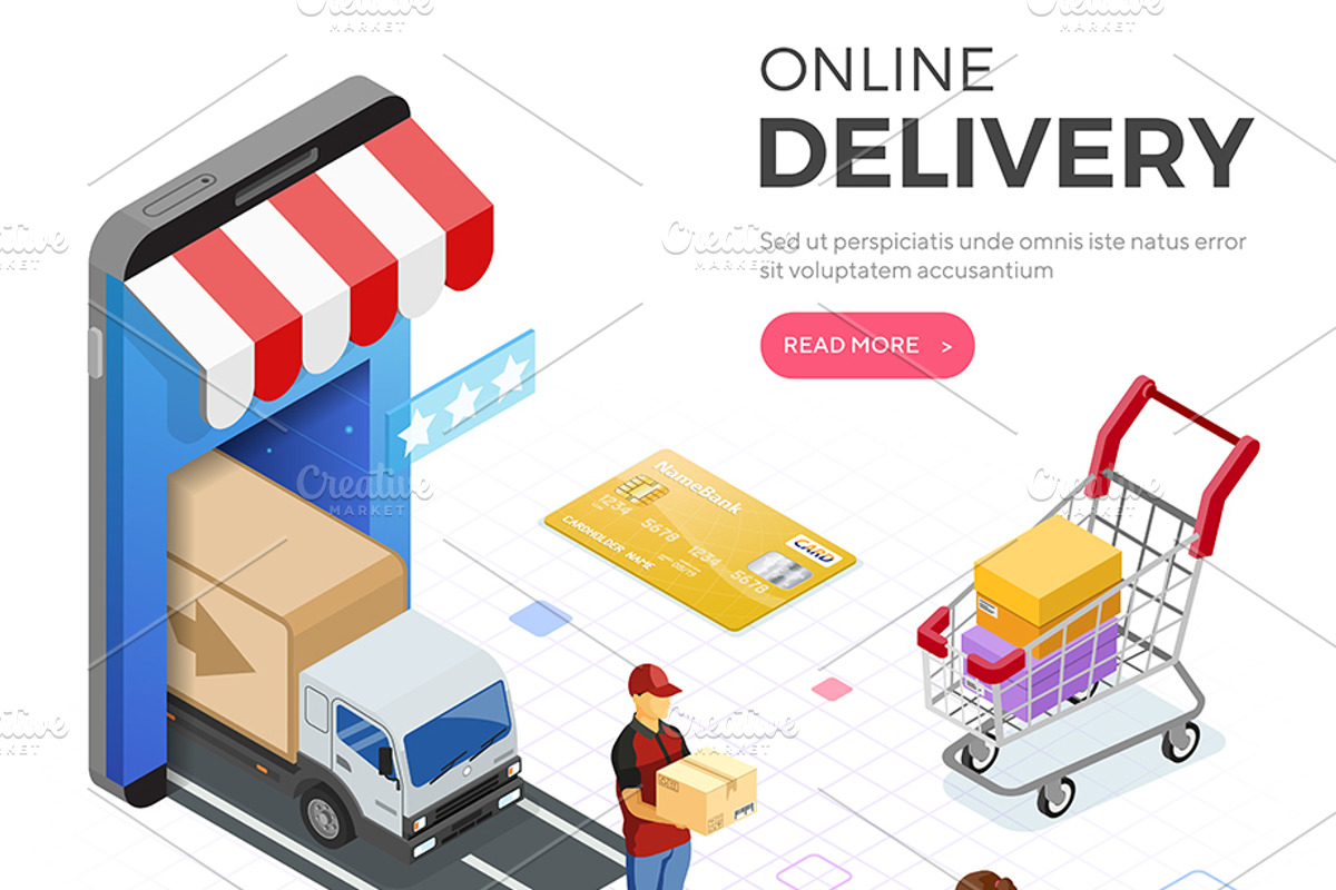 Online Internet Shopping Delivery, a Person Illustration by TAlex (Photo 2 of 6)