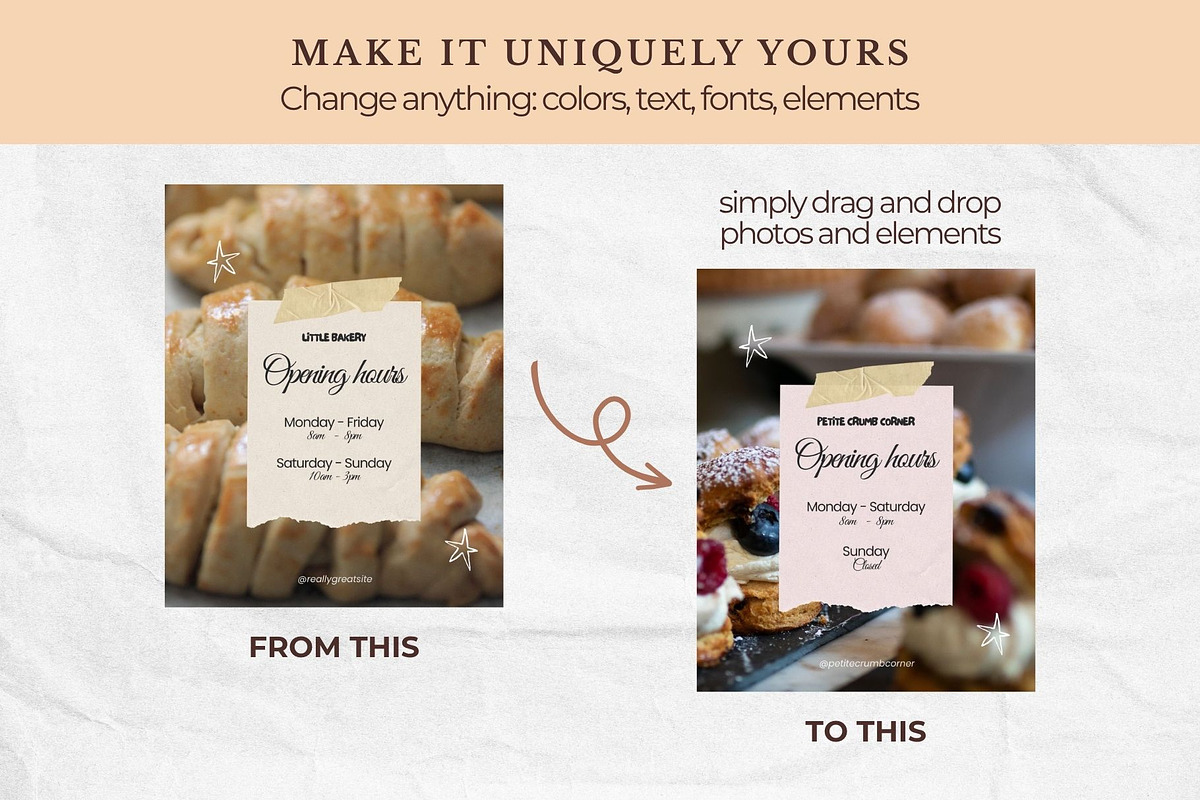 Bakery Instagram Template Canva, a Marketing Template by Anna Design Studio (Photo 6 of 11)