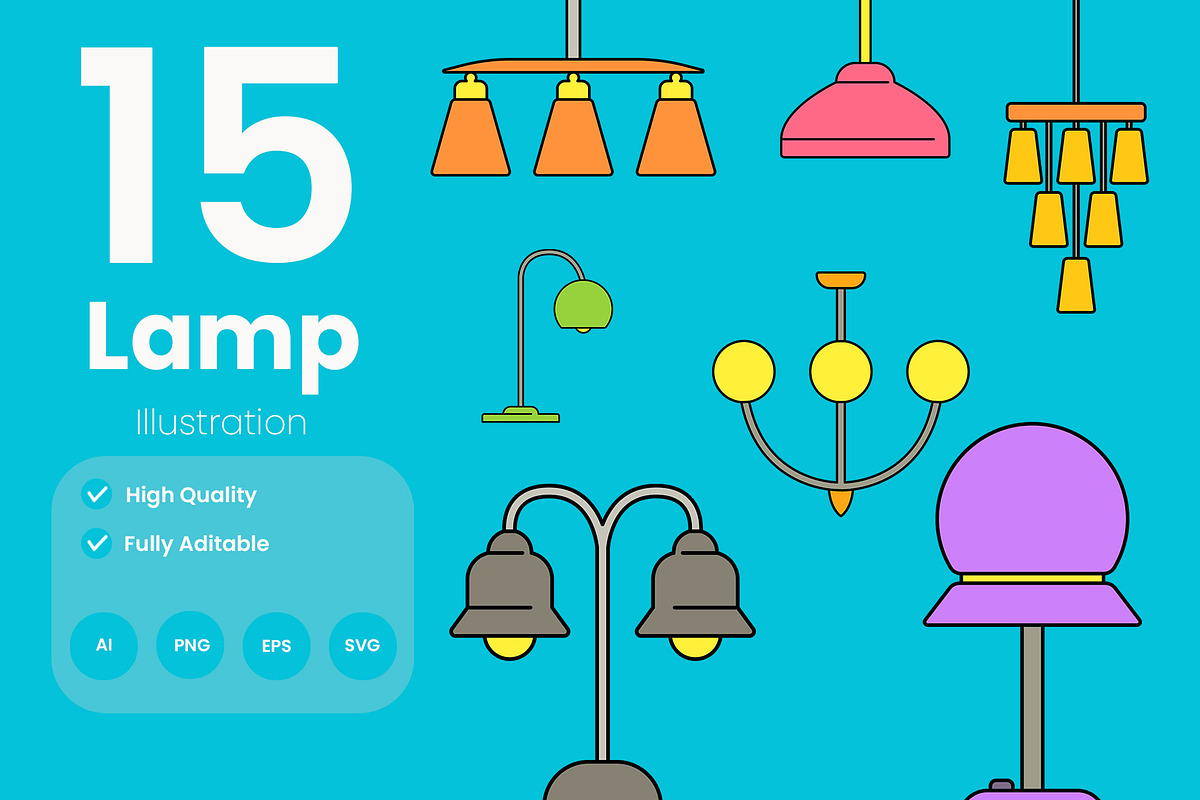 Lamp Illustration Pack, an Illustration by baii09 (Photo 1 of 2)