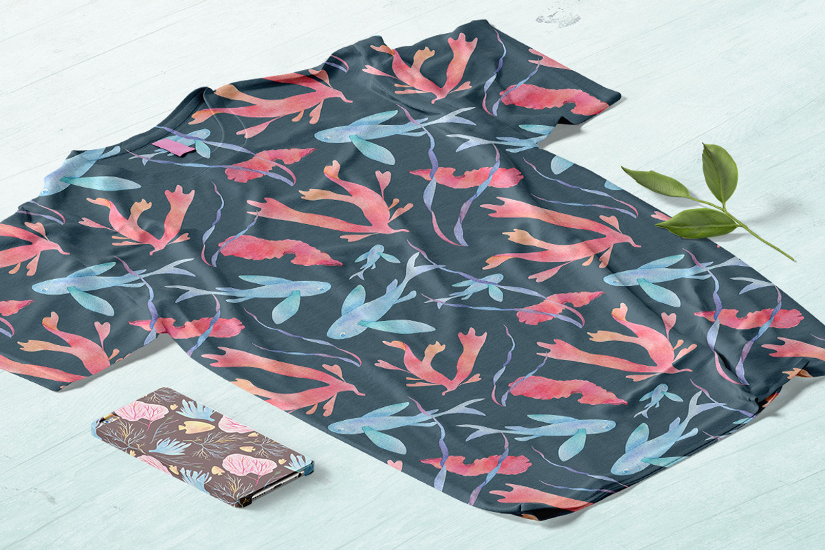 Underwater watercolor patterns, a Pattern Graphic by Piñata (Photo 7 of 8)