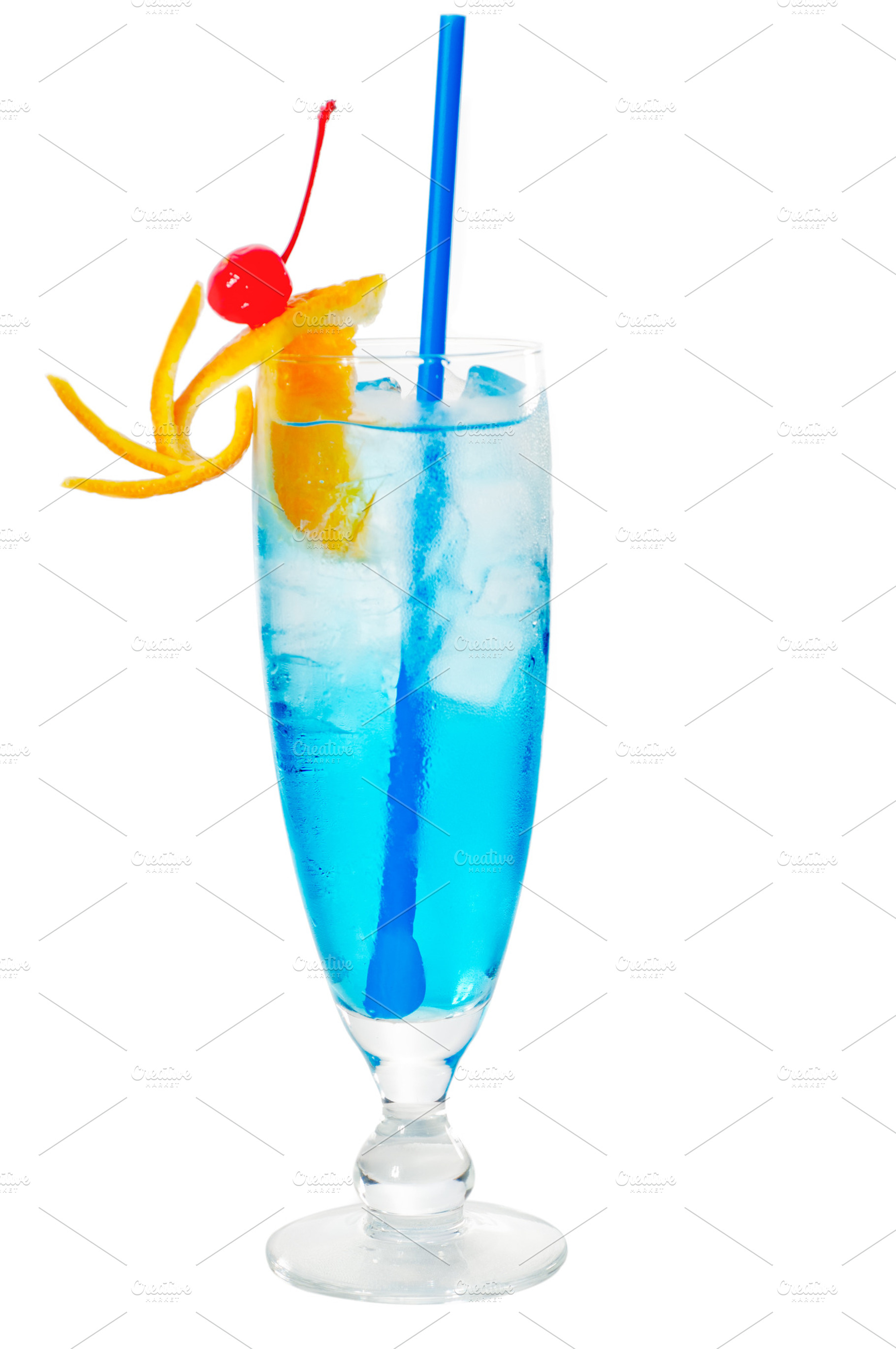 Blue long drink cocktail 05 containing alcohol, alcoholic, and background, a Food & Drink Photo by keko64