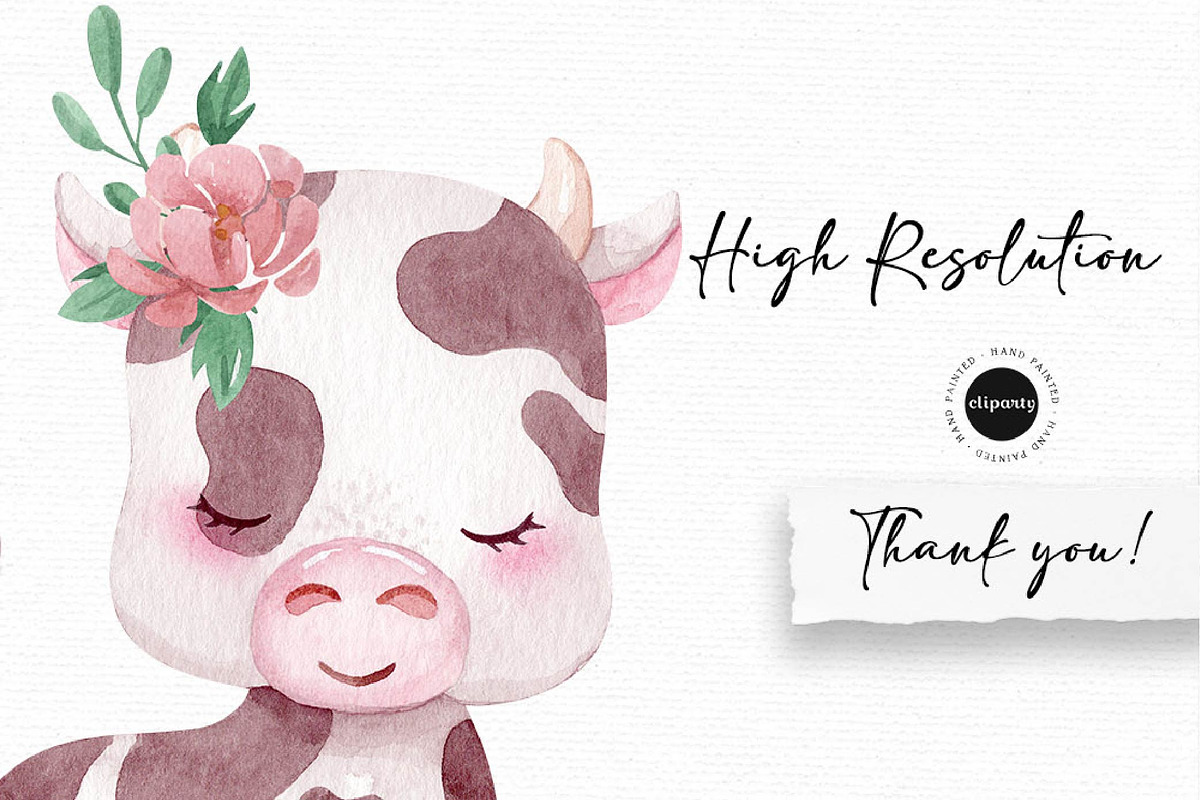 Baby Farm Animals Watercolor Clipart, an Illustration by Gau Silva Studio (Photo 6 of 6)