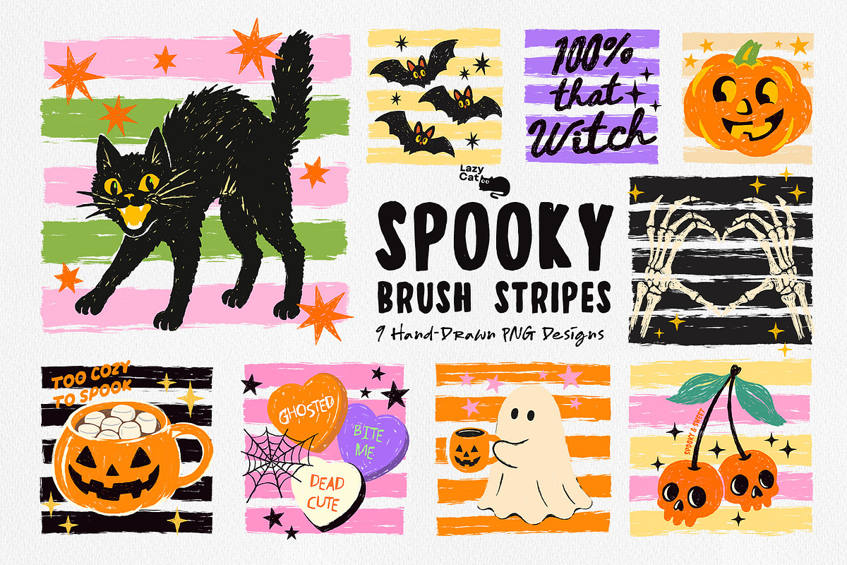 SPOOKY HALLOWEEN BRUSH STRIPES, an Object Graphic by Lazy Cat (Photo 1 of 8)