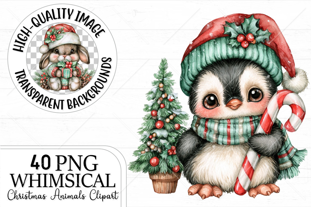Christmas Animals Clipart Bundle, a Seasonal Illustration by Canvas Craft (Photo 1 of 10)