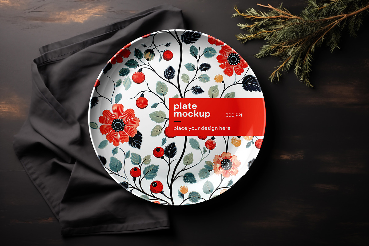Ceramic Plate Mockup, a Merchandise Mockup by dpi (Photo 10 of 10)
