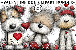 valentine dog clipart bundle, an Illustration by CreationArt