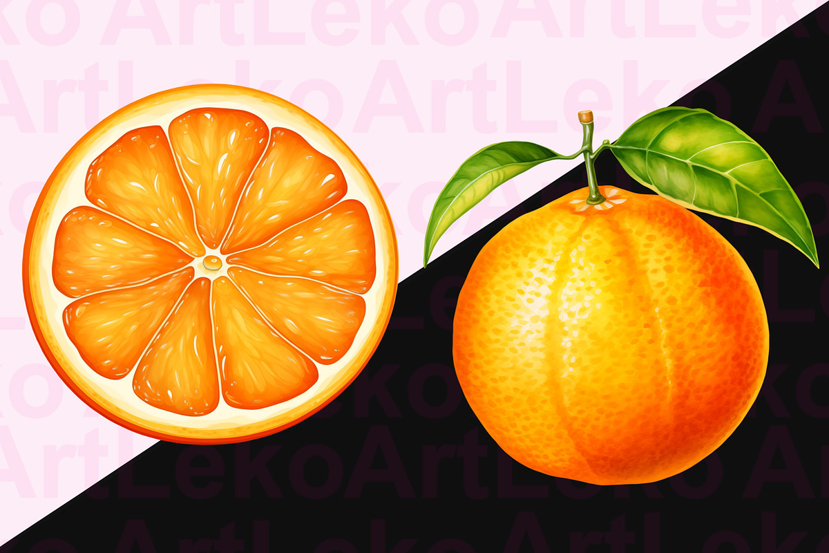Oranges Watercolor Clipart, a Food Illustration by LekoArt (Photo 2 of 10)