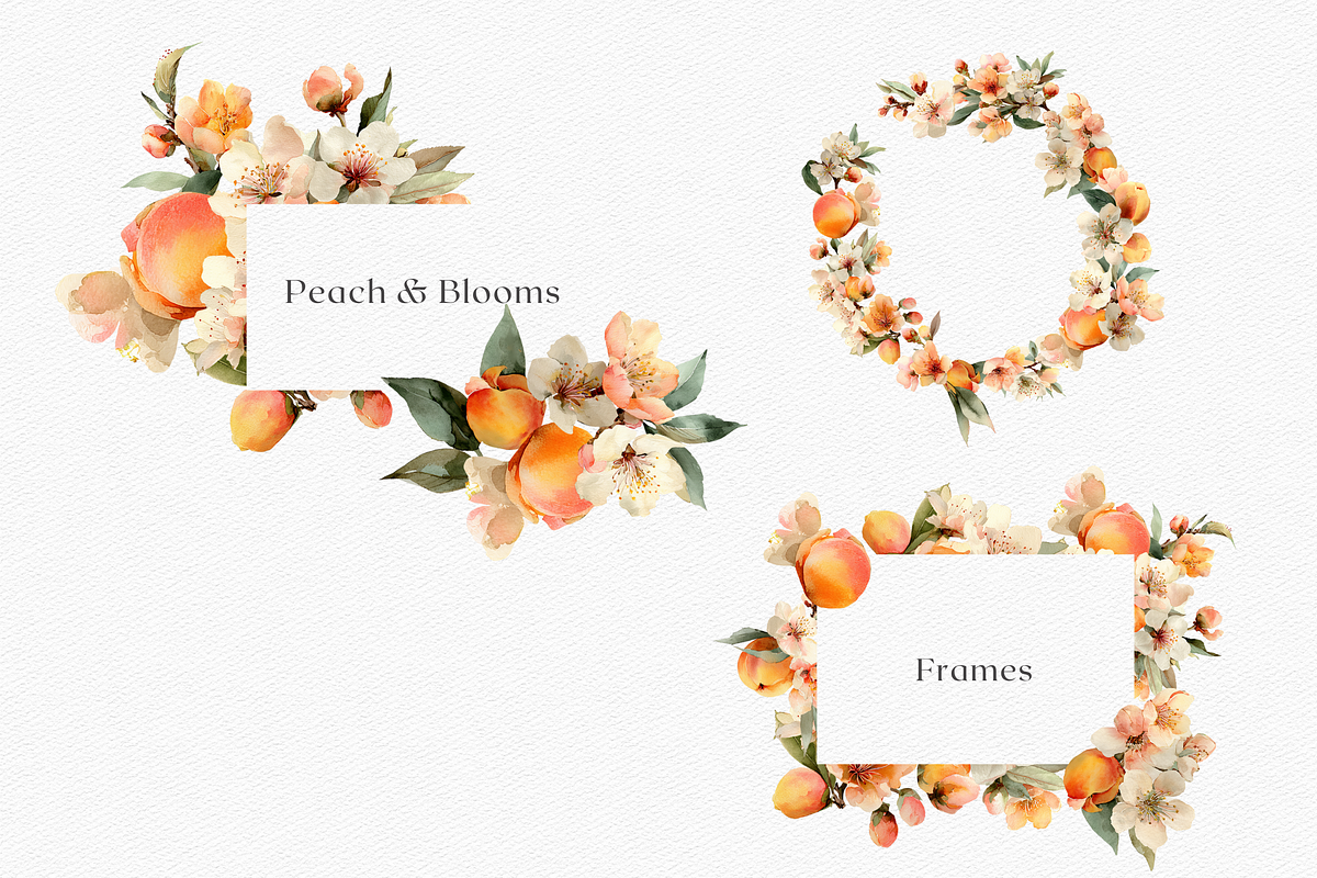 Watercolor Peach Bouquet Clipart, a Decorative Illustration by ThaismotaCreativeCo (Photo 6 of 13)