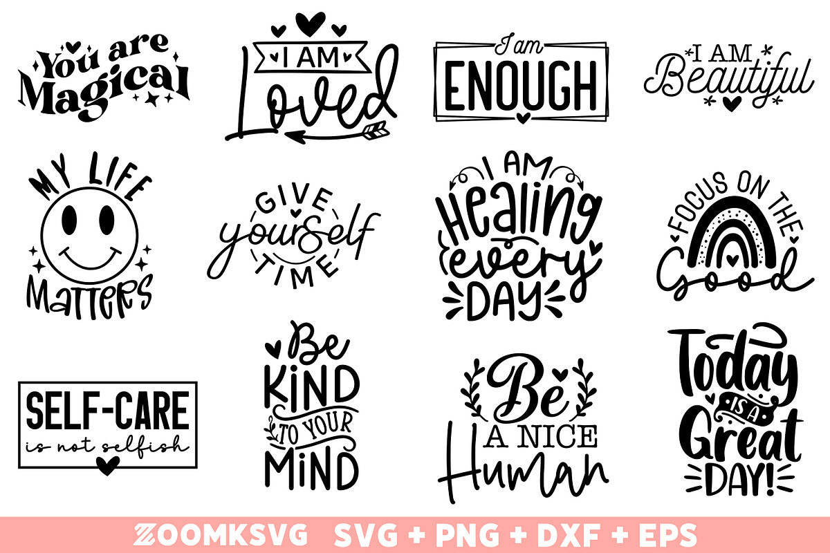 Boho Affirmations quotes SVG Bundle, an Illustration by ZoomkSVG (Photo 5 of 6)