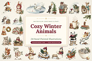 Cozy Winter Animals Clipart Bundle, an Animal Illustration by T-shirt Pond (Thumbnail 1 of 25)