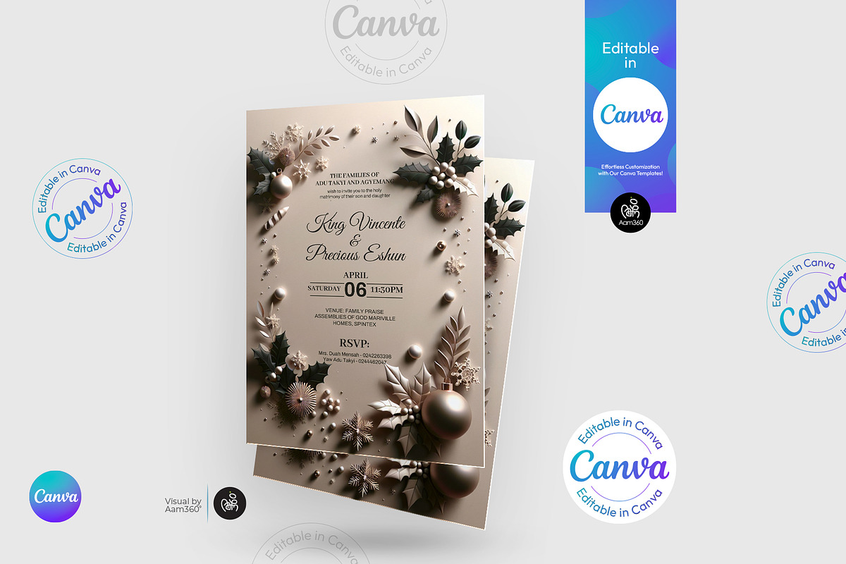 Christmas Wedding Invitation Flyer, a Flyer Template by Aam360 (Photo 4 of 5)