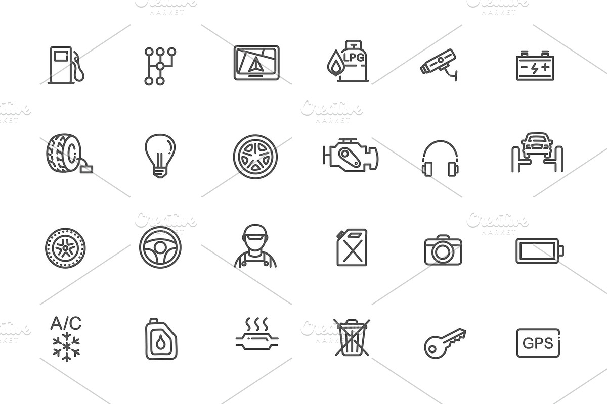 Auto Repair Service Web Icon Set, an Outline Icon by Tettygreen (Photo 2 of 3)